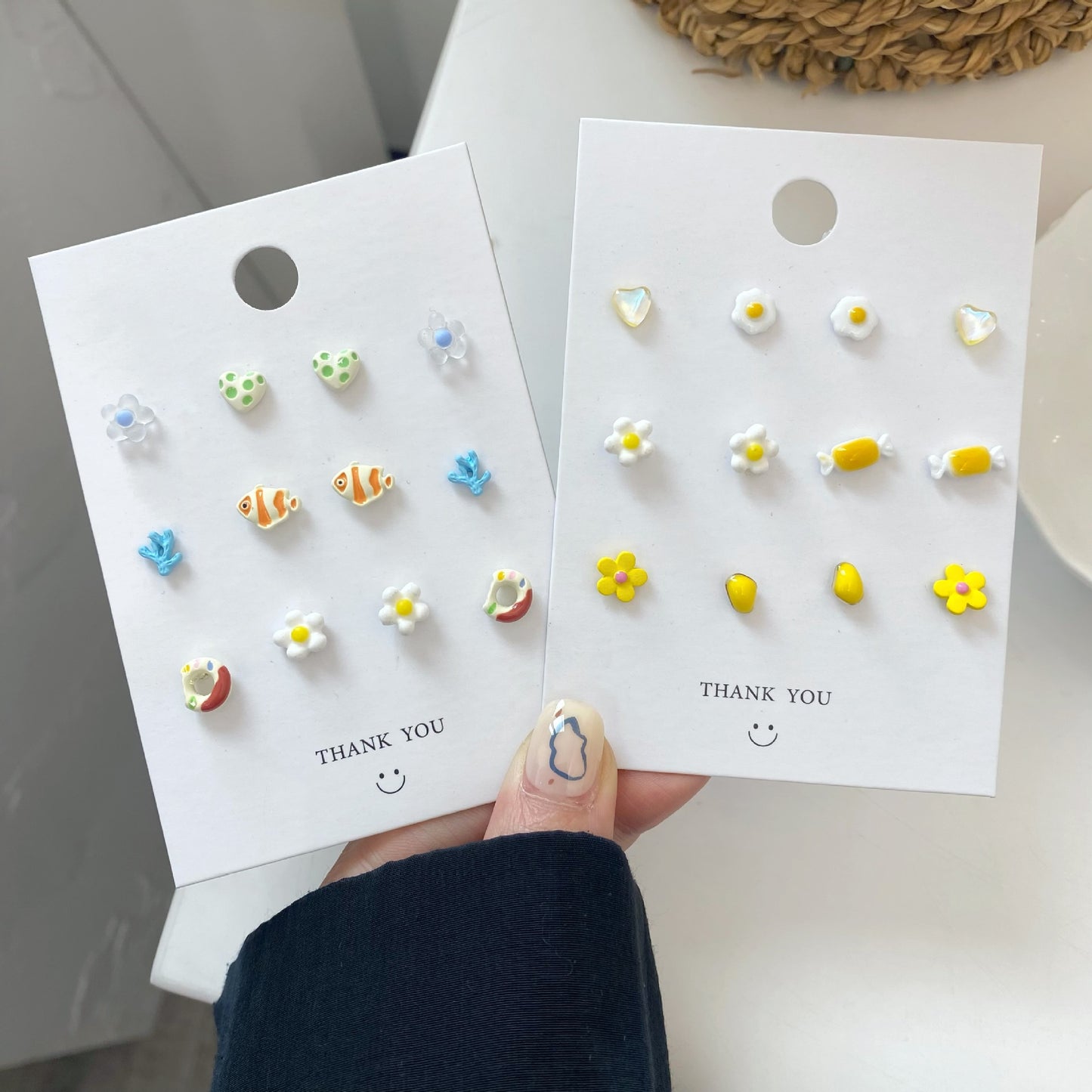 Spring color stud earring