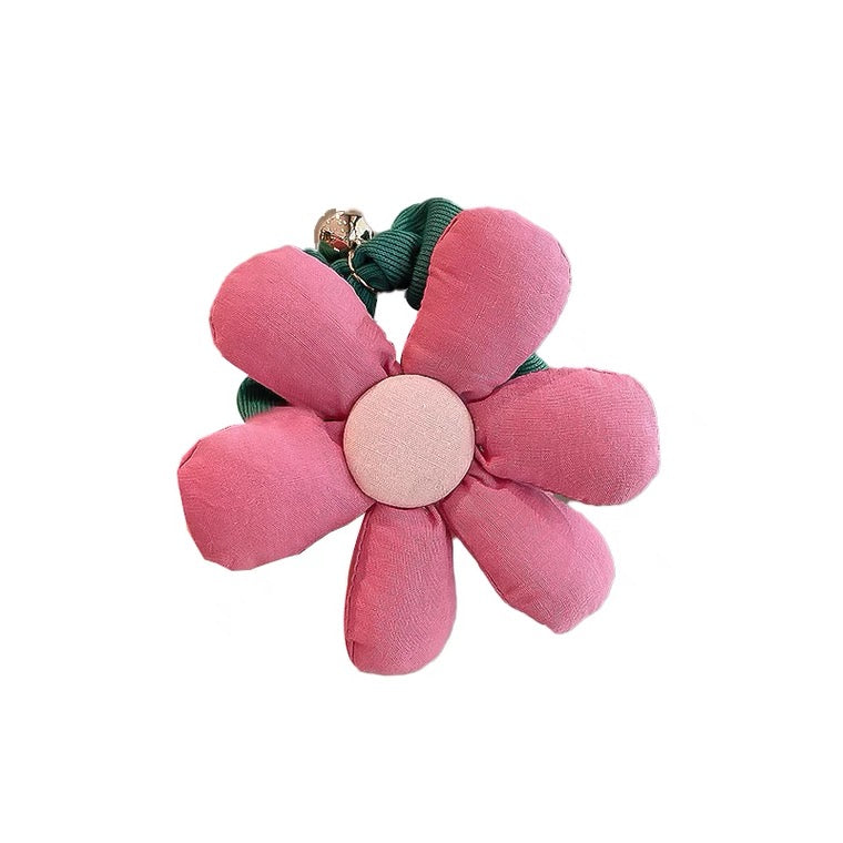 Pink flower hair tie