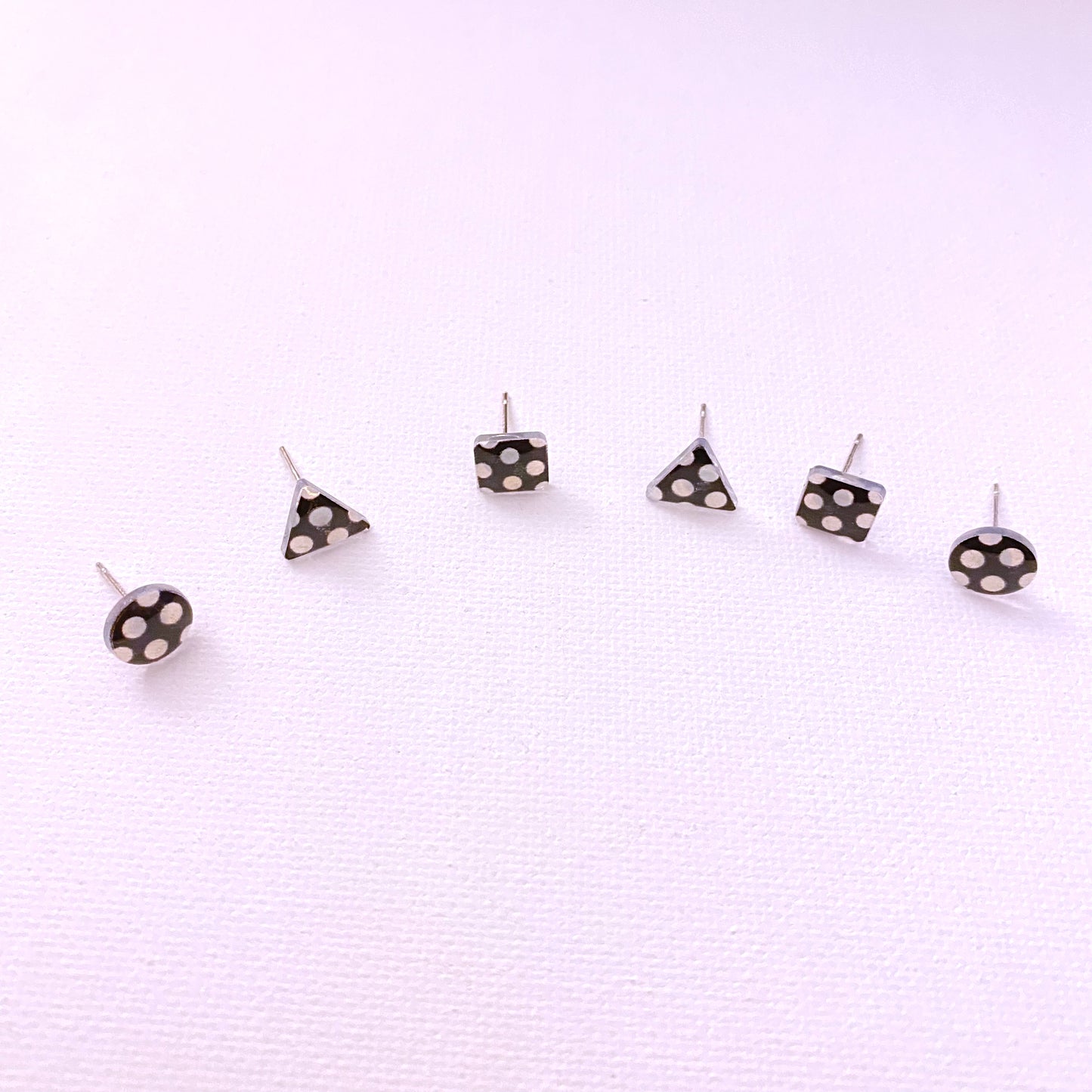 Black and white stud earring