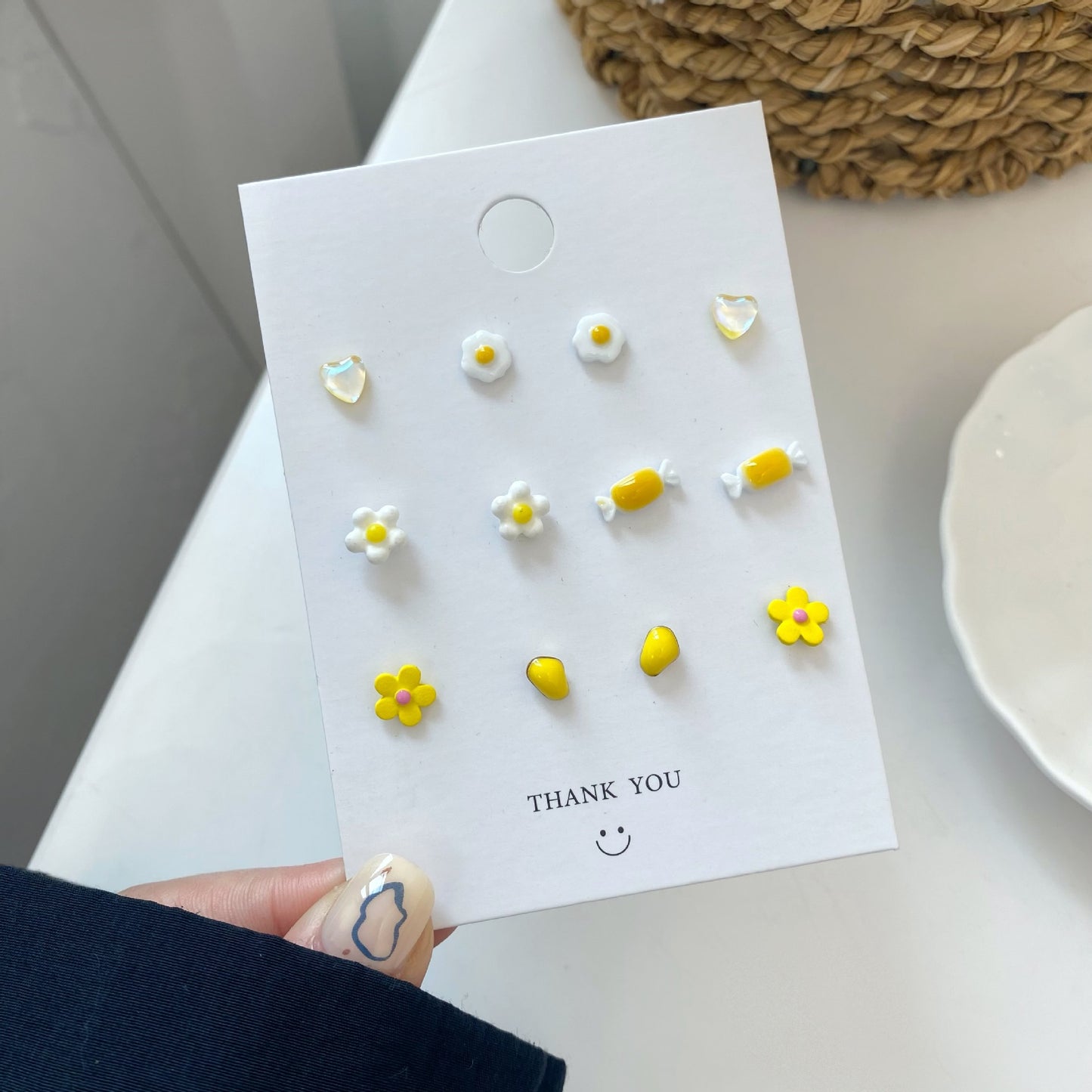 Spring color stud earring