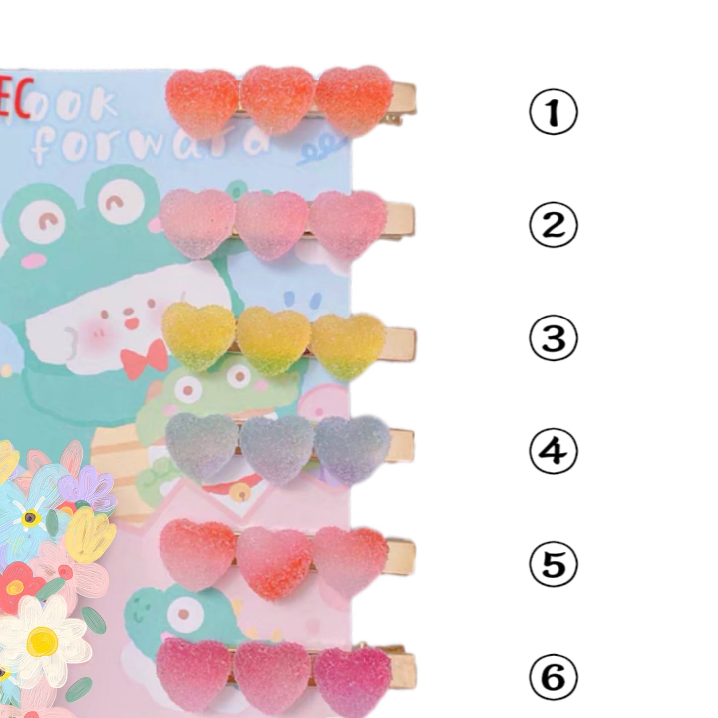 Rainbow heart soft sweet hairclip