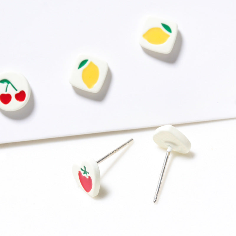 Lemon Cherry strawberry stud earring