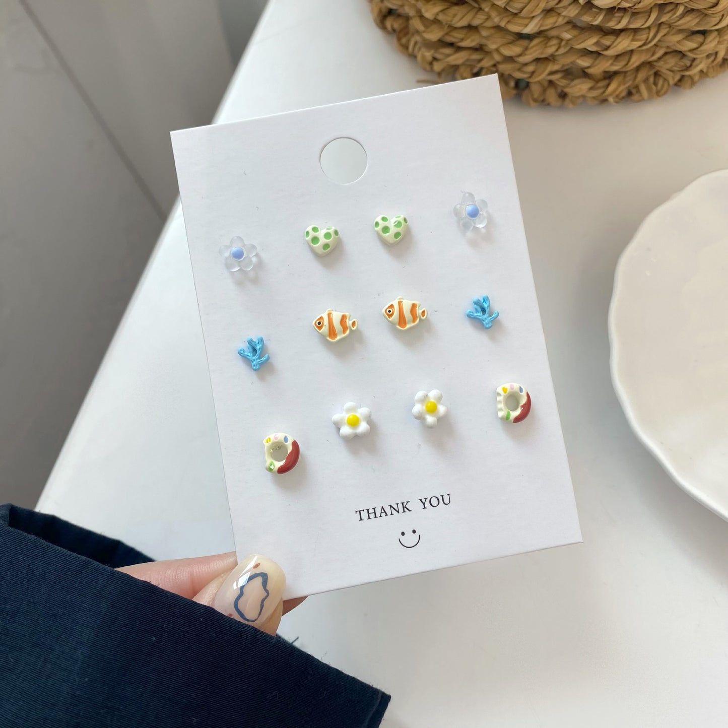 Spring color stud earring