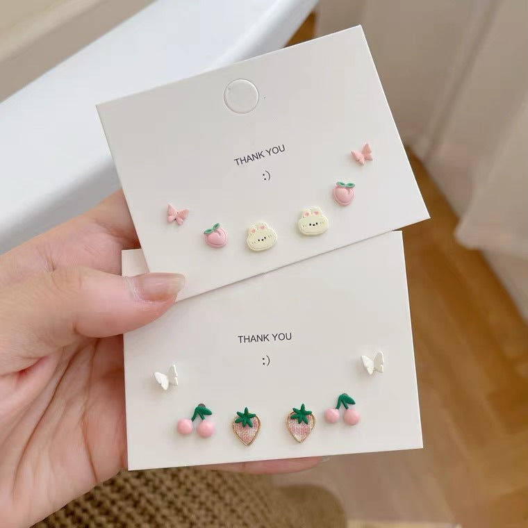 Pink Peach and Cherry stud earring